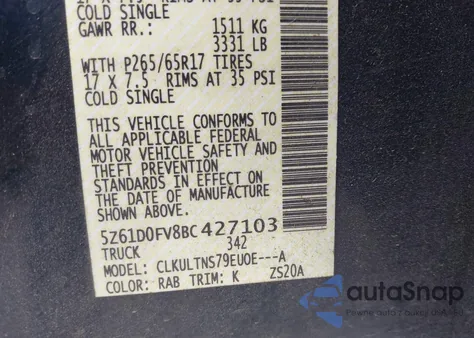 2011 Suzuki Equator Sport from USA, damaged, VIN 5Z61D0FV8BC427103